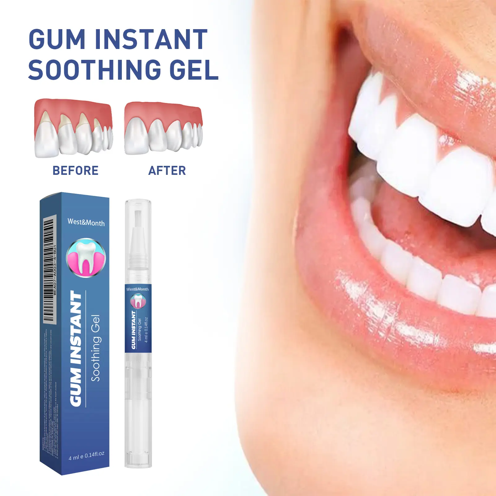 Gentle Honey Oral Care Gel with Easy-Apply Stick-On Applicator - Whitening Serum for Teeth Stain Removal, Daily Comfort & Radiant Oral Beauty
