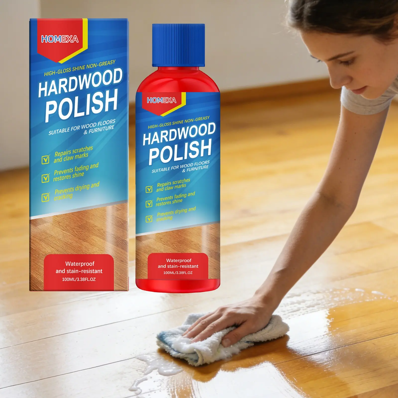Homexa Hardwood Floor Polisher, Daily Wood Floor Scratch Care, Smooth and Glossy Floor Maintenance, Essential for Home Flooring Care