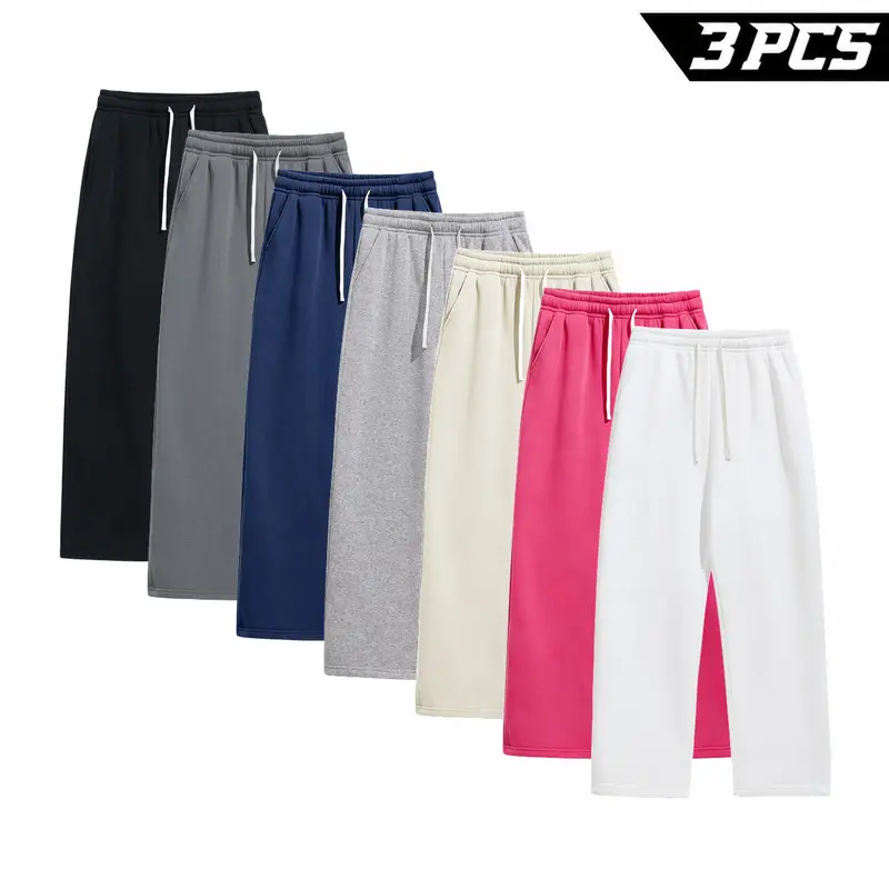 Men's 3 Pack Open Leg Sweatpants, with Comfortable Fit and Everyday Storage, for Relaxed Streetwear, Errands and Trips