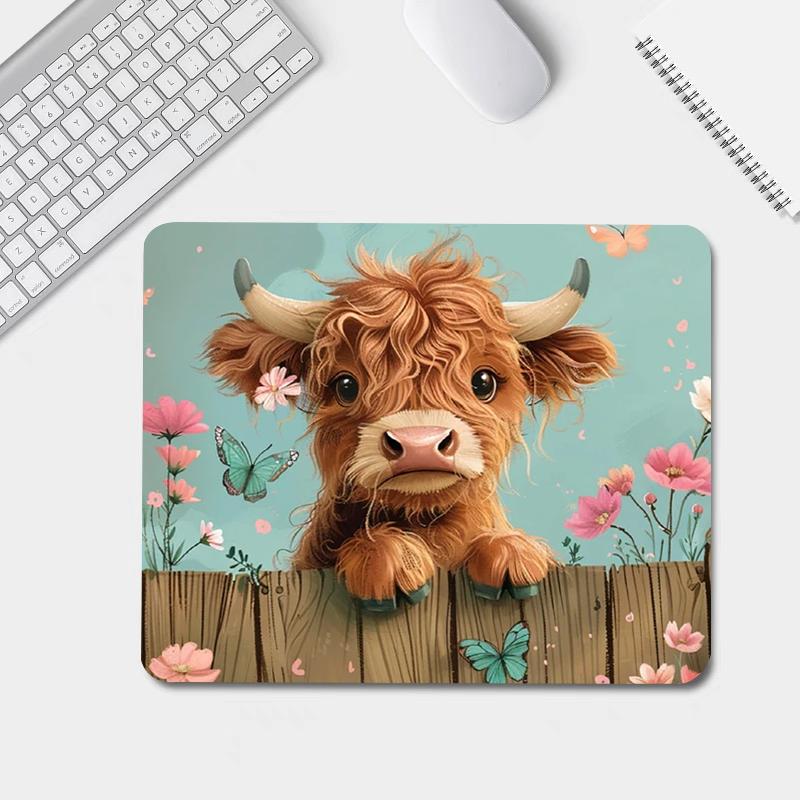 Cute Cartoon Cow & Flower Pattern Mouse Pad, Rectangle Gaming Mouse Pad, Non-slip Rubber Base Mouse Pad, for Home Office Desk Decorative Cute Cartoon Cow & Flower Pattern Mouse Pad, Rectangle Gaming Mouse Pad, Non-slip Rubber Base Mouse Pad, for Home Office Desk Decorative