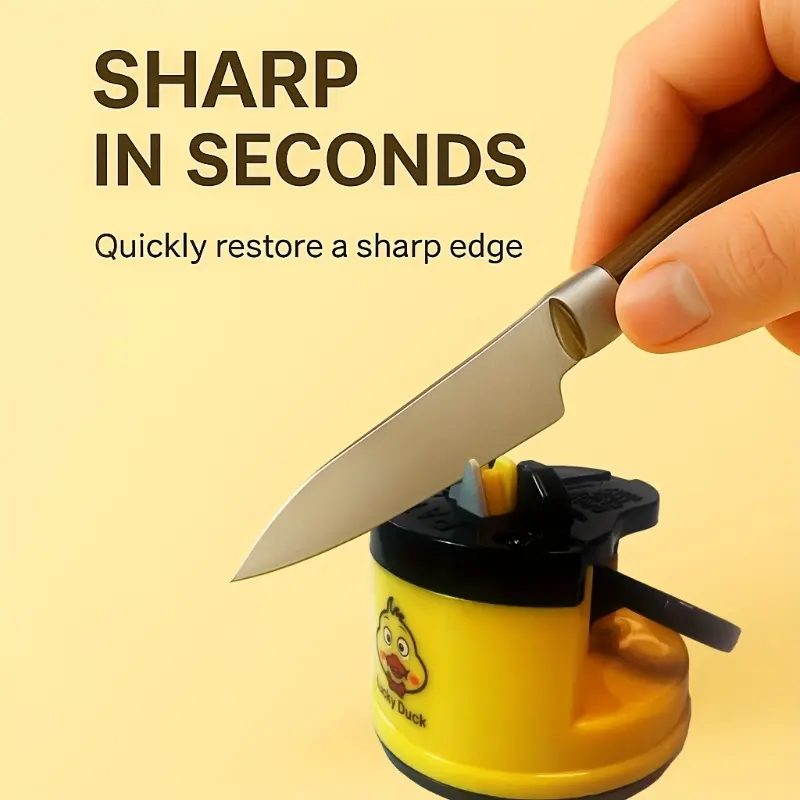 Cute Duck-Shaped Sharpening Stone - Japanese Kitchen Knife Sharpener with Lucky Duck Design, Non-Slip Base, Portable Manual Sharpener for Chef, Paring Knife, and Multi-Purpose Knives - Compact Countertop Stone for Home and Professional Kitchens