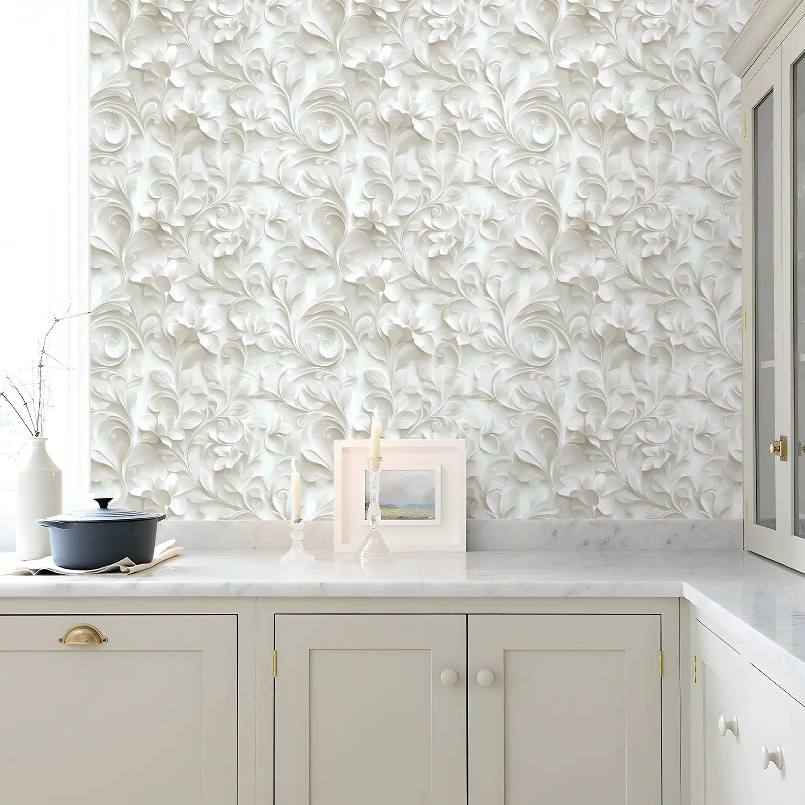 Self-Adhesive Embossed Decorative Wallpaper, European Luxury Style, Removable Without Glue, Ideal for Living Room, Bedroom, Kitchen, Bathroom Decor