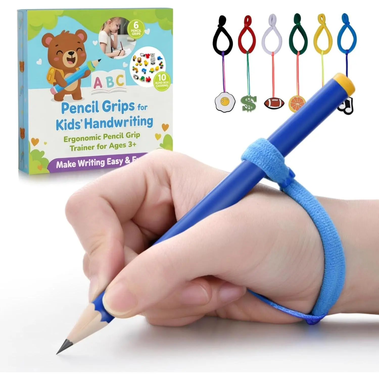 Pencil Grips for  Handwriting – 6 count  Pencil Grip Trainer for  3-5 –  Writing Aid for Left & Right Hand – Tripod Grip Corrector for Early Learning Tools