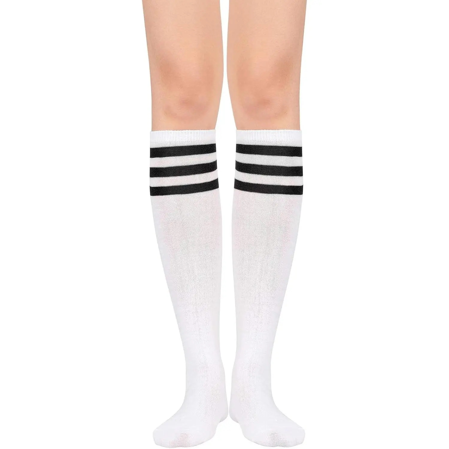 Women's Knee High Socks, Retro Striped Athletic Stockings for Girls with a 90s Vibe, Non-Slip Top Tube Socks for Softball & Cheer, Fits, Everyday, Squad, Breathable