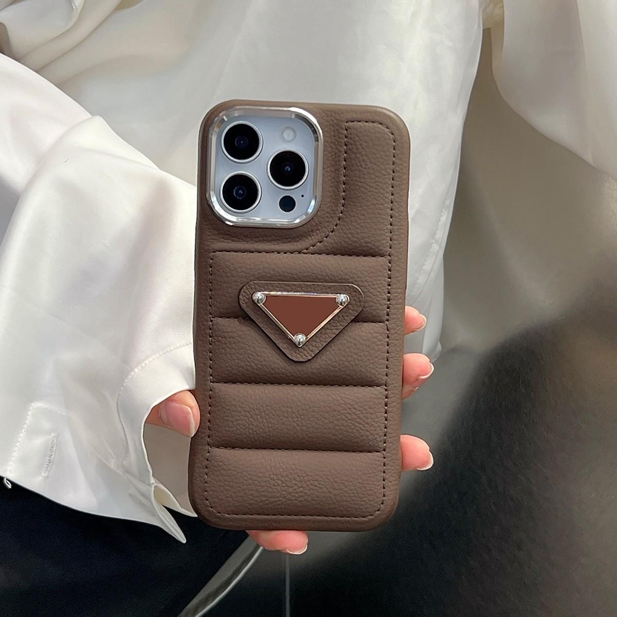 Luxury Shockproof Down Jacket Puffer Case For iPhone 17 16 15 14 Pro Max Leather Trendy Phone Cover Protective Protection Cellphone Protector