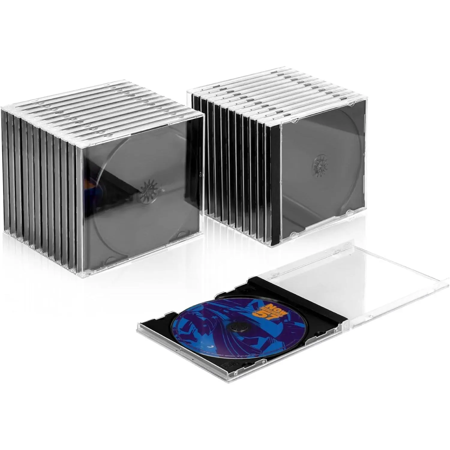 Upgraded Standard Single Clear CD Jewel Case CD Storage Case with Assembled Black Tray Thickened Material 30 Pack