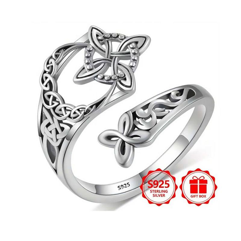 925 Sterling Silver Celtic Knot Ring Witch Knot Ring Nudo de Bruja Plata 925 Original Sterling Silver Adjustable Witch Knot Rings Open Ring Hecate Ring Pagan Witchtok Protection Witchy Jewelry for Devotion for Ceremonyfor Women