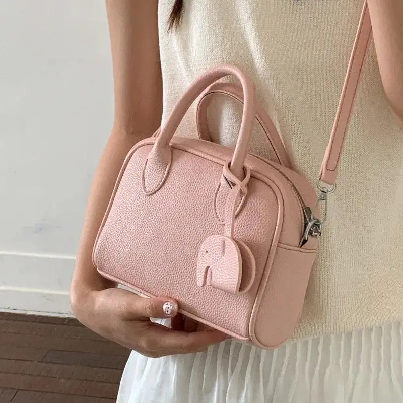 Retro Bowling Shoulder Bag for Women, Solid Color Minimalist Handbag, Compact Purse for Daily Commuter Use, Daily Use