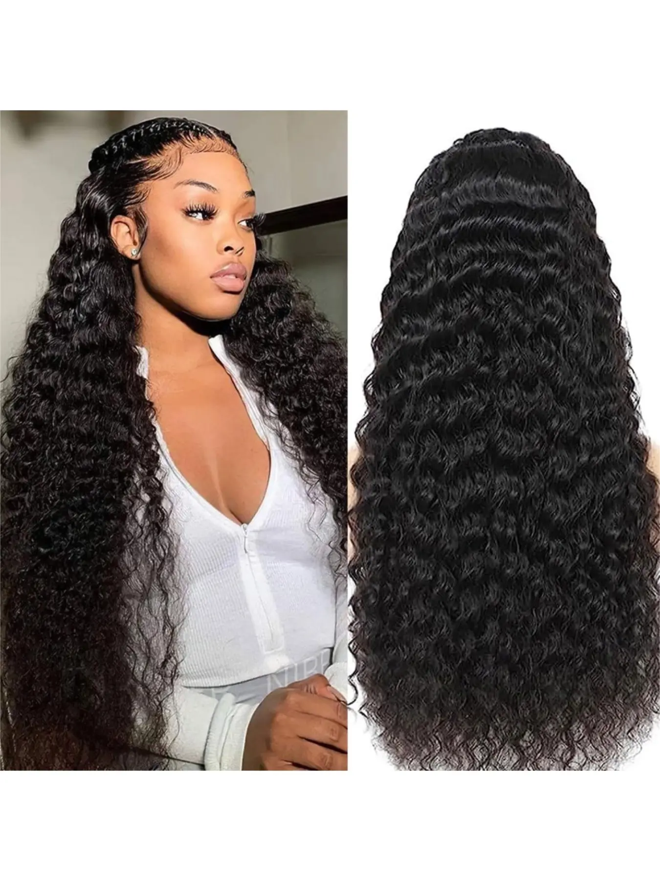 5x5 HD Lace Closure Deep Wave Human Hair Wig for Black Women 16–32 Inch 180% Density Glueless Wear & Go Pre-Plucked Free Part Natural Hairline Soft Full Volume