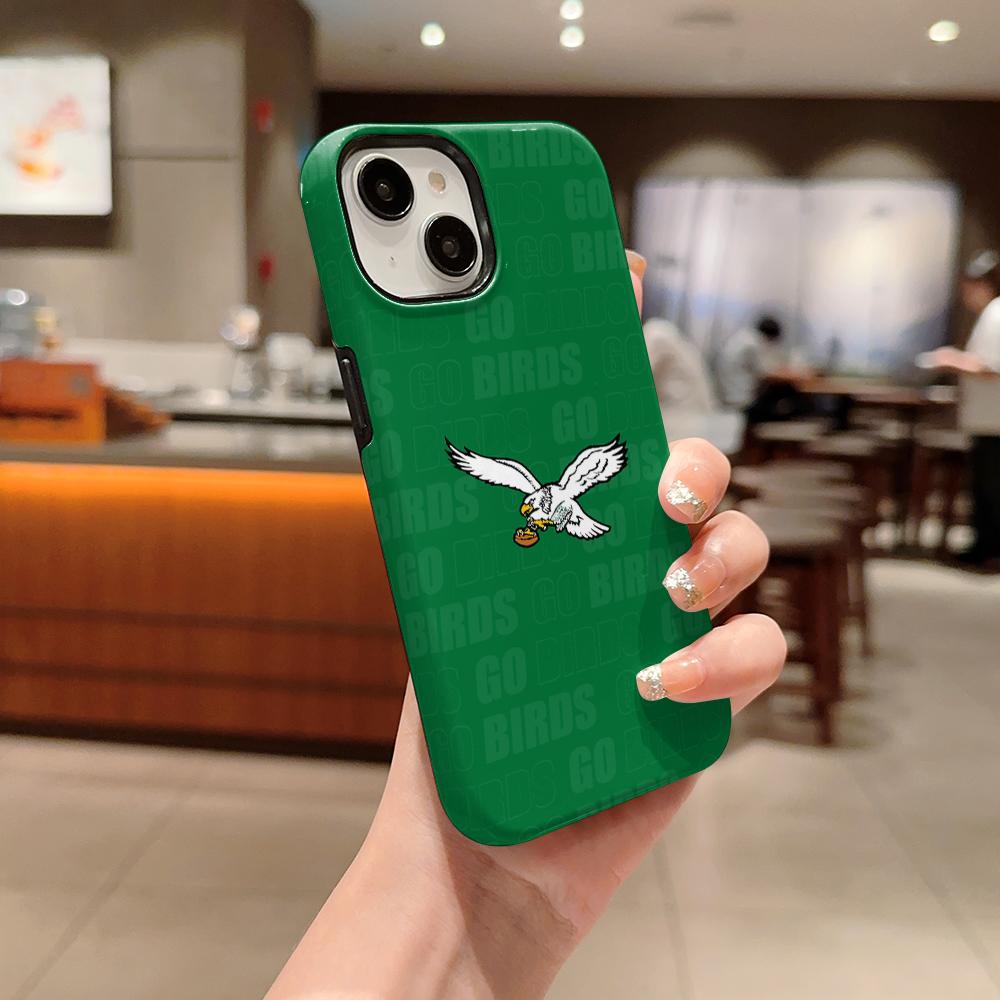 Go Eagles Football Phone Case , Shockproof Rugged Cover Dual Layer Soft TPU Hard Bumper Hard Shell for iPhone 11 12 13 14 15 16 17 Pro Max Plus Air X XR 7 8 XSMAX