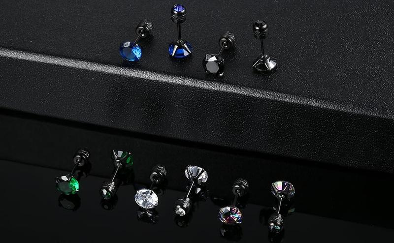 FIBO STEEL 10 Pairs Stainless Steel Back Earrings Set for Men Women Hypoallergenic Stud Earrings Huggie Hoop Earrings Multicolor Piercing Jewelry