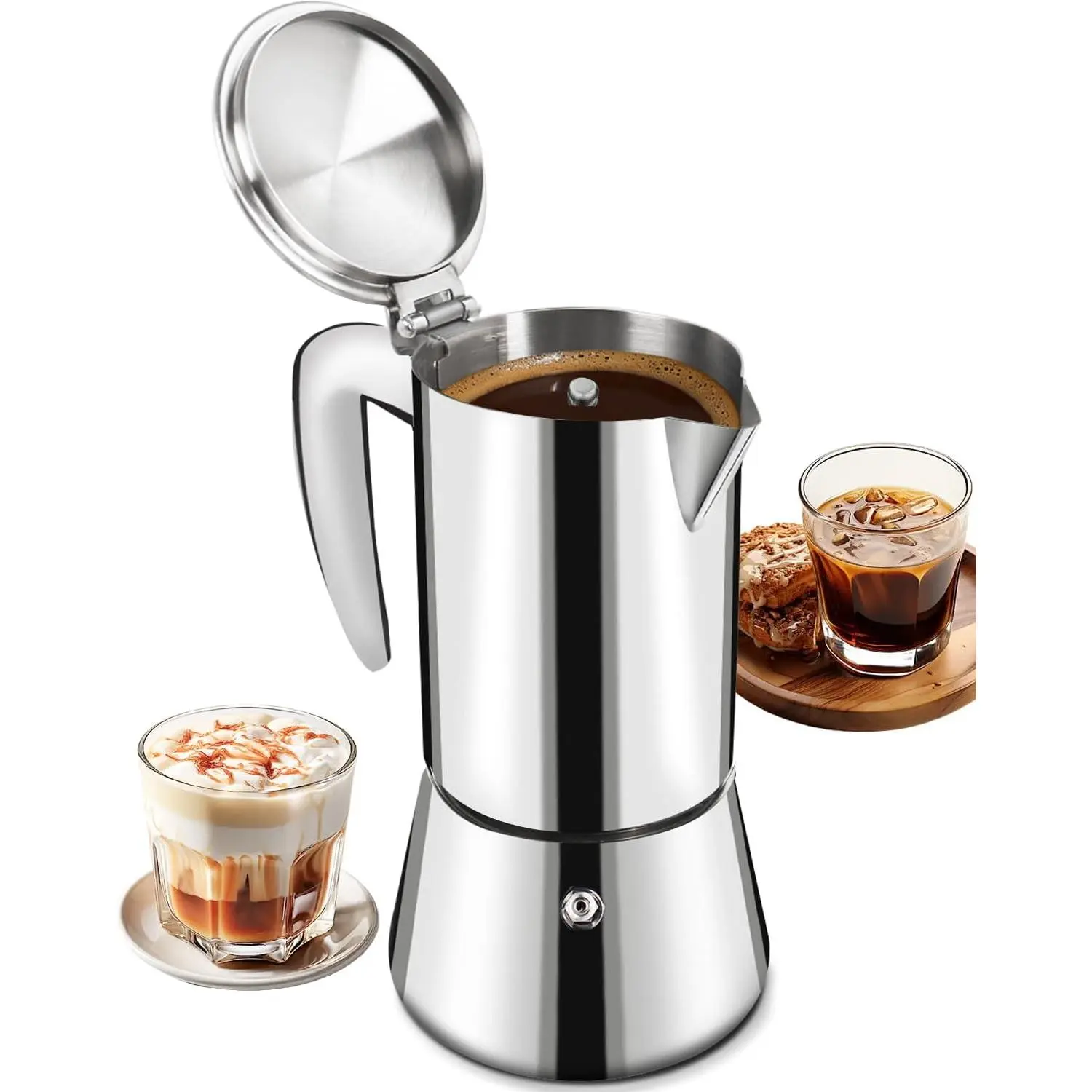 304 Stainless Steel Tinckened Express Stovetop Coffee Maker 4 Cup 200ml 6.7oz-Italian Espresso Maker  Kitchen & Camping  Stovetops