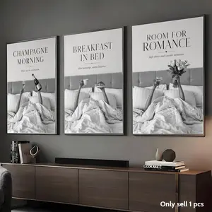 Bedside Luxury Morning Painting Calligraphy Aesthetic Framed Canvas Wall Art – Ready-to-Hang, Moisture-Resistant Print for Living Room, Bedroom, Home Office Décor – Modern Housewarming & Elegant Gift