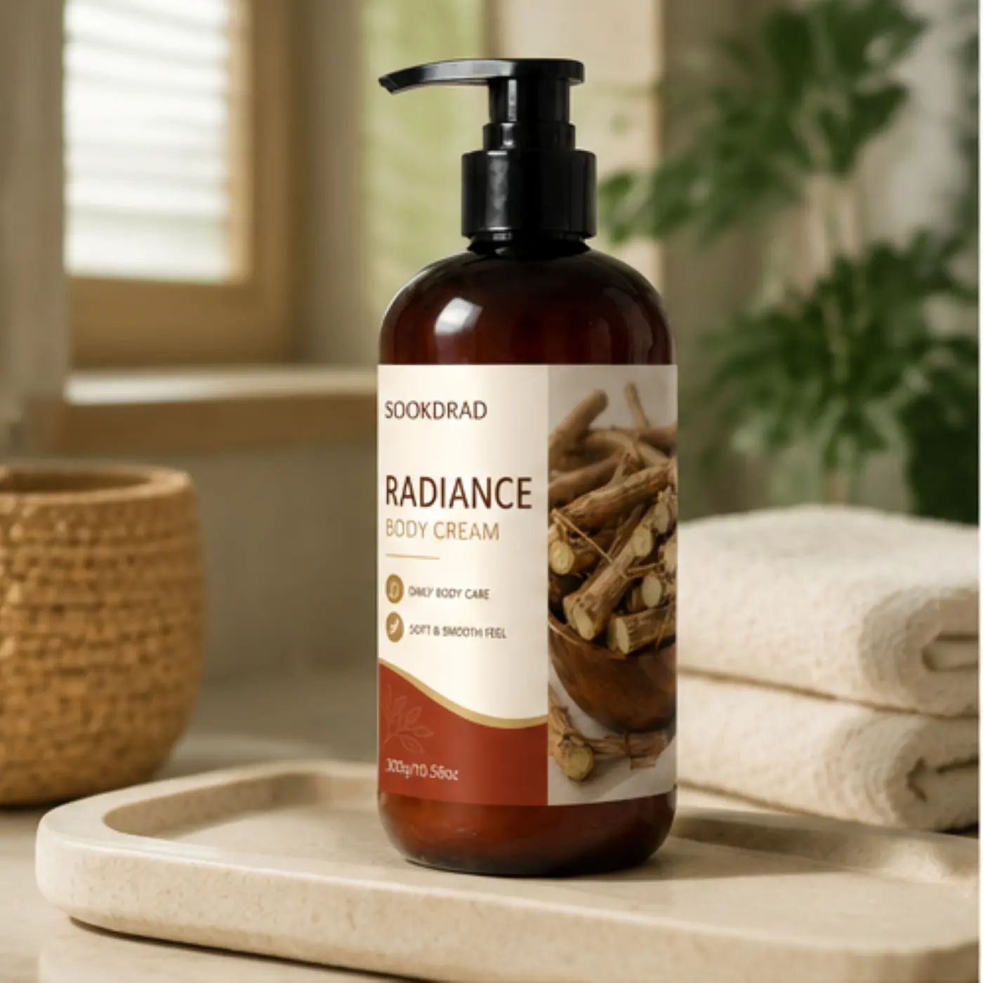 radiance body cream, natural herbal root extract, daily body care, soft and smooth feel, for body, all skin types, 300g/10.58oz