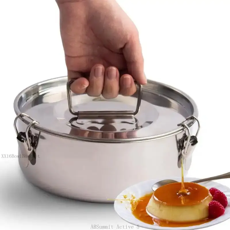 Stainless Steel Flan Pan, 63 oz Flanera Mold Cooker for Baking, Compatible with  3 6 8qt, Custard Pan, Flan dish with lid, Tart pan, Round fluted dish, oven dishwasher safeABSummit ActiveXX16BowlBouquet