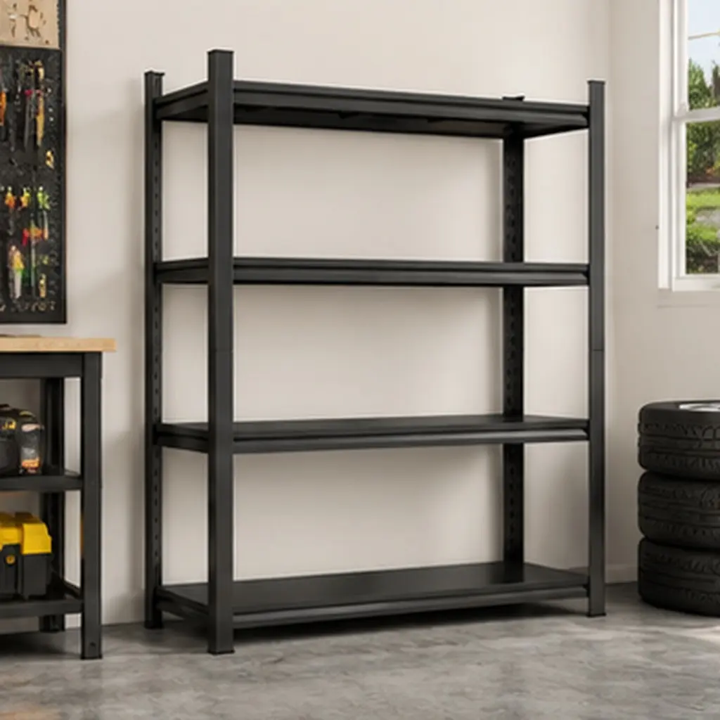 ARCH 4-Tier Heavy Duty Metal Storage Shelf Unit, 63"H x 45.27"W x 17.7"D, Adjustable Shelves, 1600 LBS Capacity, Classic Black Commercial/Office Furniture Utility Rack for Garage, Warehouse, Office