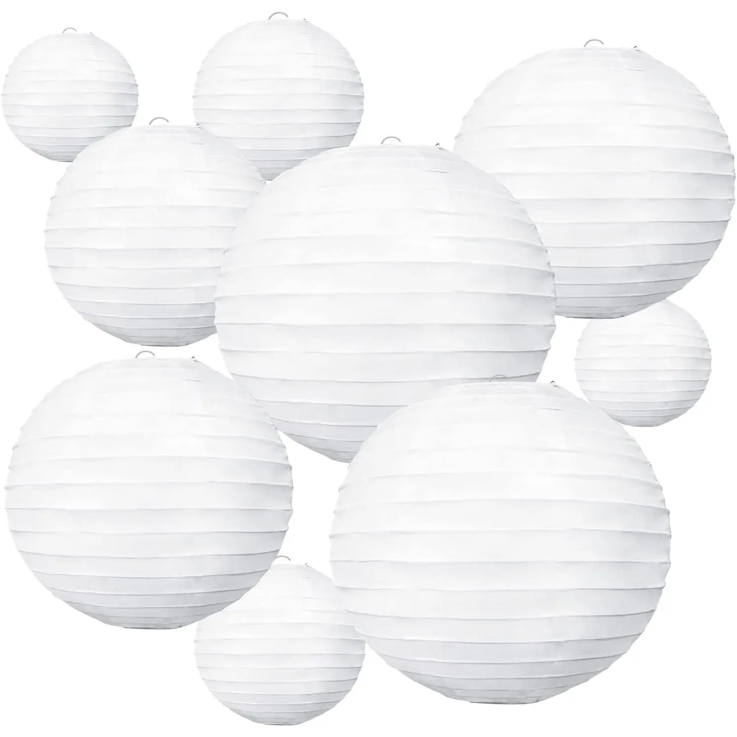 White Paper Lanterns 10Pcs 4/6/8/10/12 Inch Round Chinese Lamp| Paper lanterns party decorations,Chinese/Japanese Paper Lanterns,Birthday,Wedding,Christmas,Bridal Home decorative outdoor