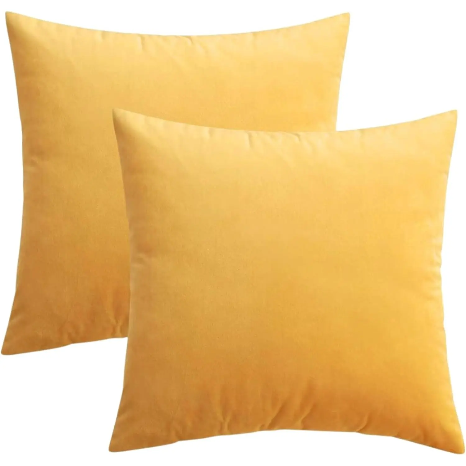 Pack of 2 Throw Pillow Covers 16x16 Inch  Soft Cozy Solid Decoration Gifts Pillow Covers Luxury Cushion Case for Sofa Couch Bedroom Living Room (Yellow, 16 x 16)