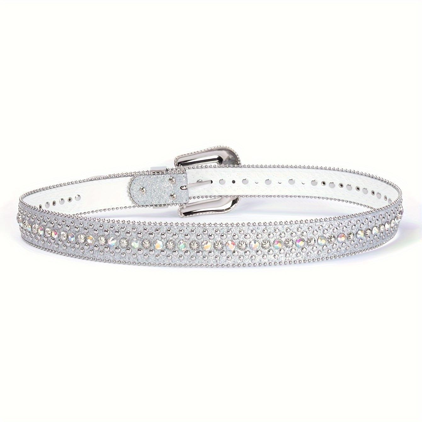 Rhinestone Belt Western Cowboy Cowgirl Shiny Crystal Diamond Embellished Luxury Belt