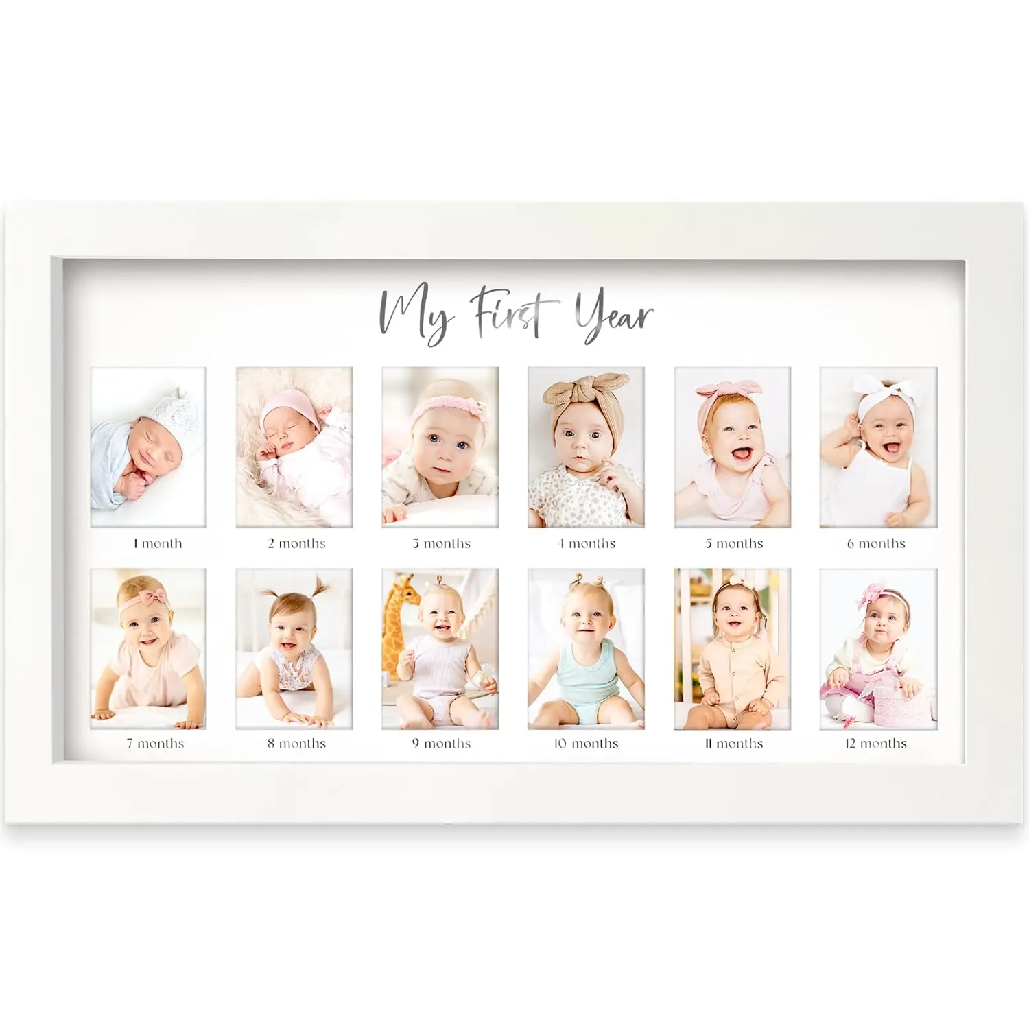 New My First Year Photo Frame,12 Months Baby Picture Frame (Alpine White)