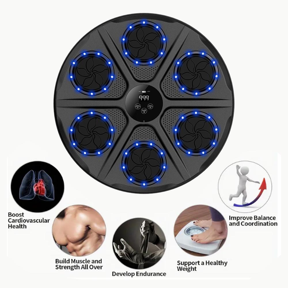 Music Boxing Six-Target Training Machine with Gloves - Wall Mount Fun Fitness for Kids,Music Boxing Machine，Boxing， Wall Mount Boxing Machine - Smart Fun Fitness Gear for All Ages,Interactive Boxing Trainer - Enhance Workout Fun with Free Boxing Gloves