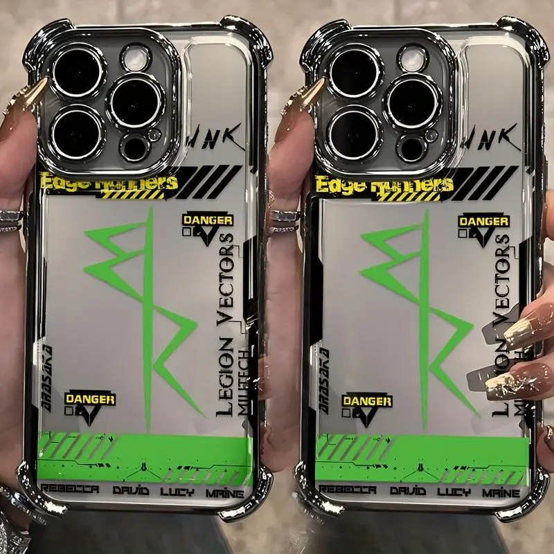 [Shockproof Phone Case] Electroplated Shockproof Cyberpunk Style Phone Case | Transparent Soft Back Cover for iPhone 17 16 15 14 13 12 11 Pro Max X XR XSMAX 8 7 Plus Samsung S21 S22 S23 S24 S25