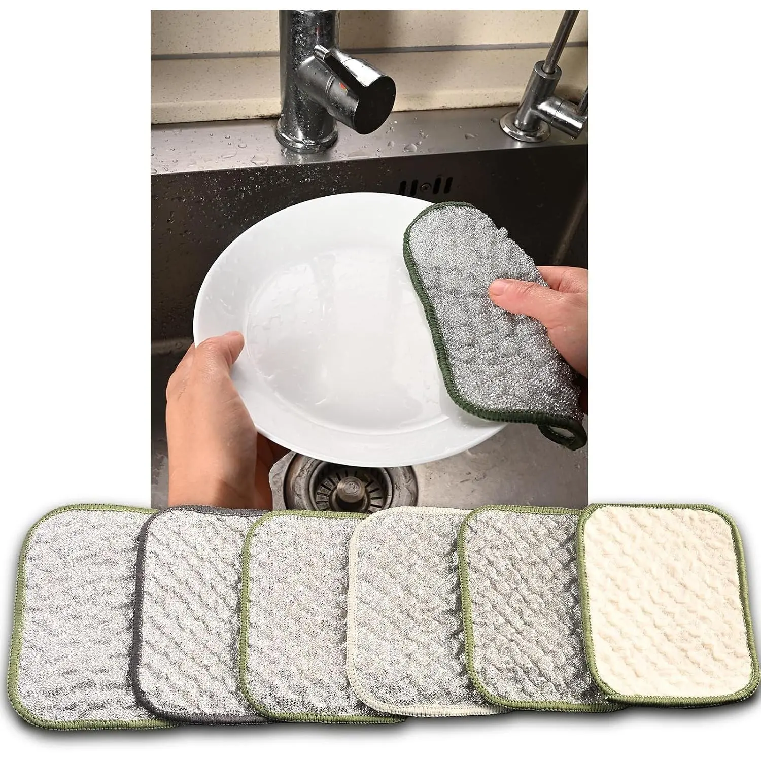 Microfiber Scrubbing Pads, Non-Scratch for Pots, 6-Pack | Cleaning Rags for Housekeeping