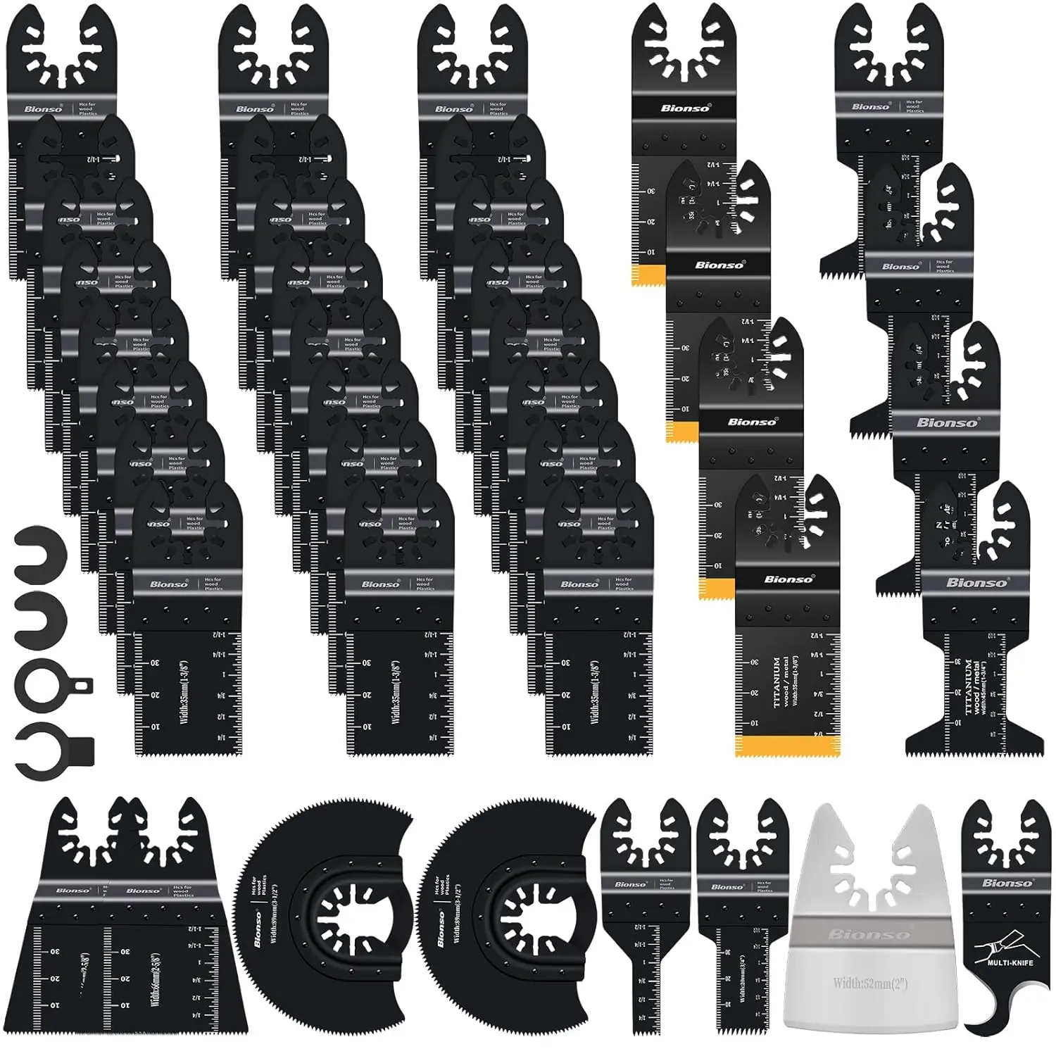 40 PCS Oscillating Saw Blades, Premium Multitool Kit  Wood Metal Plastics, Tool Blades  Dewalt Worx Rockwell Wen Milwaukee Makita Ryobi Bosch Fein Porter Genesis Black