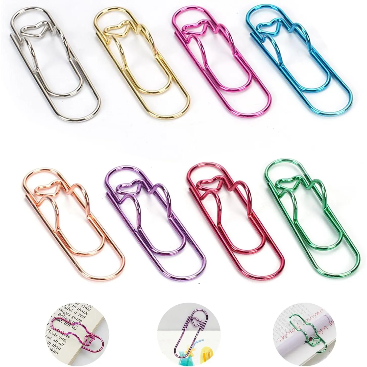 Paper Clip Pen Holder,  Paperclips Metal Pen Clips for Notebook - 8 count Colorful Pen Clip Holder Cute Planner Accessories (Only for Pens with a Thickness of Less Than 0.5 Inches)