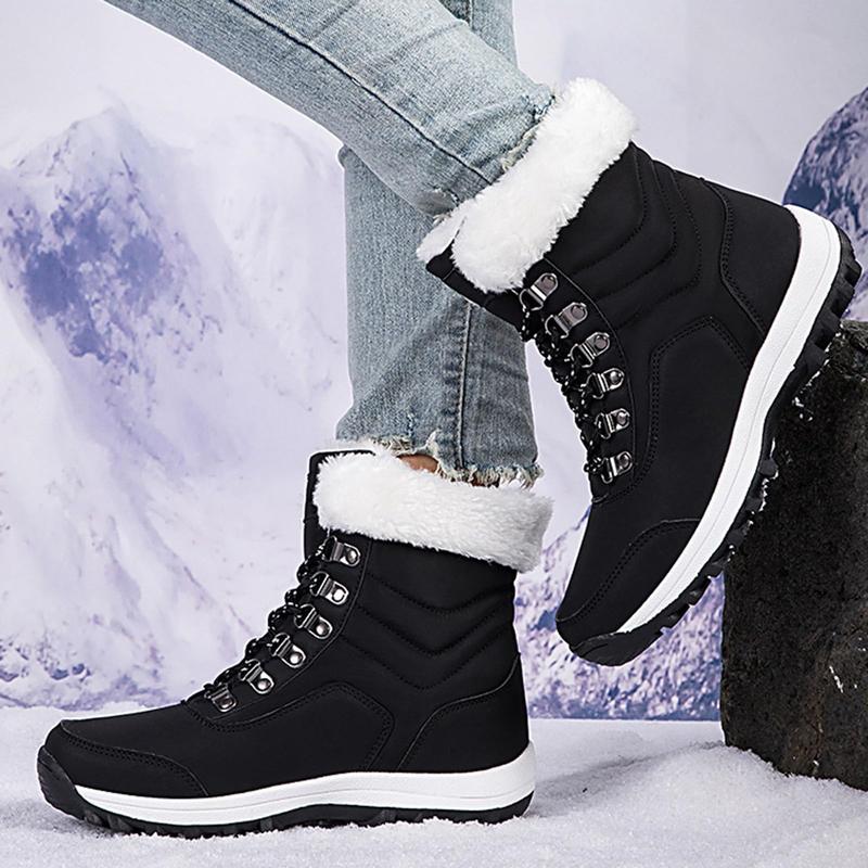Women's Winter Snow Boots Waterproof Leather Faux Fur Lined Lace Up Ankle Booties Black Casual Warm Lightweight Anti-Slip Rubber Outsole Padded Soft Stylish Walking Shoes for Snowy Days Footwear White Women's Winter Snow Boots Waterproof Leather Faux Fur Lined Lace Up Ankle Booties Black Casual Warm Lightweight Anti-Slip Rubber Outsole Padded Soft Stylish Walking Shoes for Snowy Days Footwear White