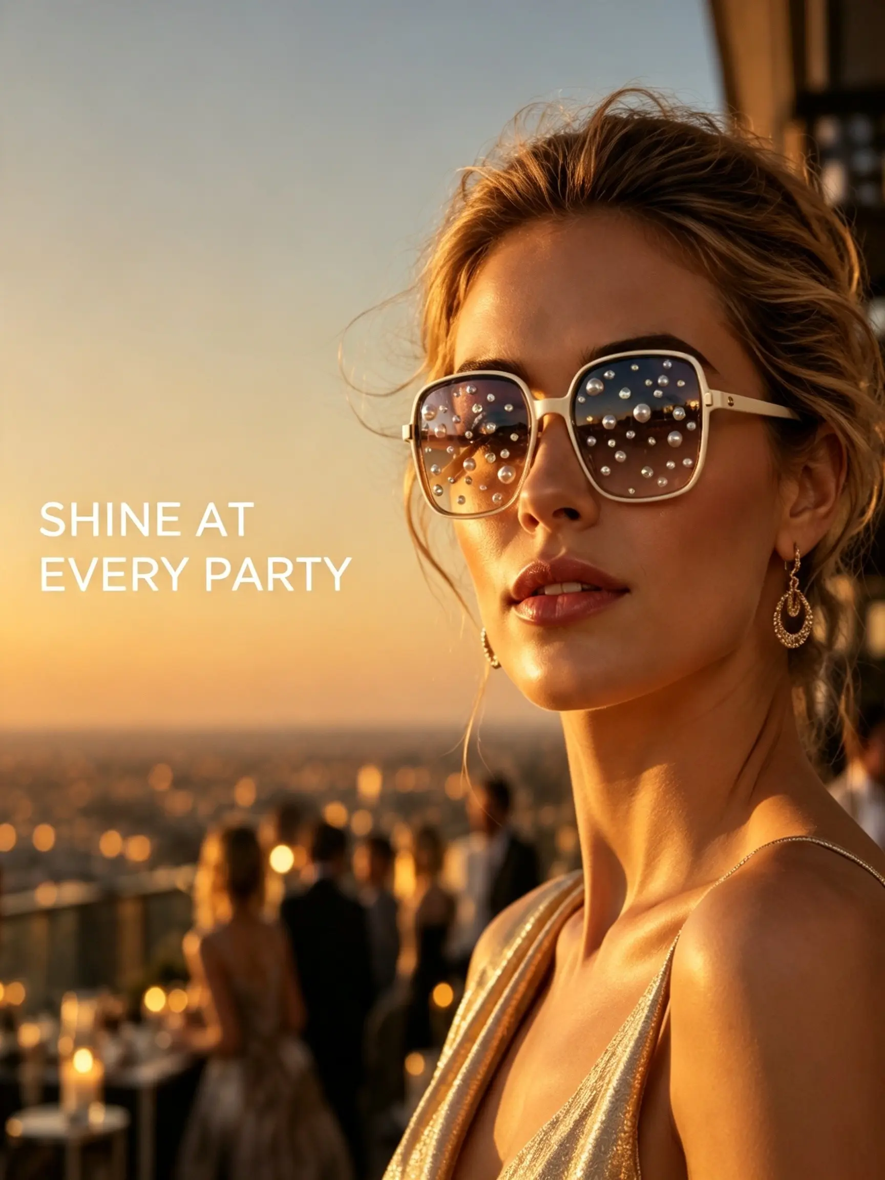 Women's Large Frame Pearl Rhinestone Sunglasses, 3 Colors Available, Premium PC Frame, Gradient Lens, UV Protection, Party & Daily Use