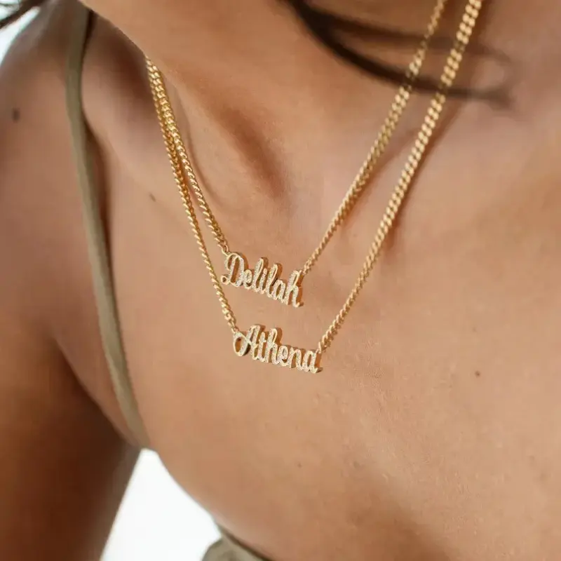 AS1745 Personalized Necklace with Paved Cubic Zirconia Pavé Cursive Names Keepsake Mom Gift Custom Necklace Holiday Birthday Gift Men and Women moissanite plug dainty elegant jewelry ring holder pendant jewelry gift cross unisex