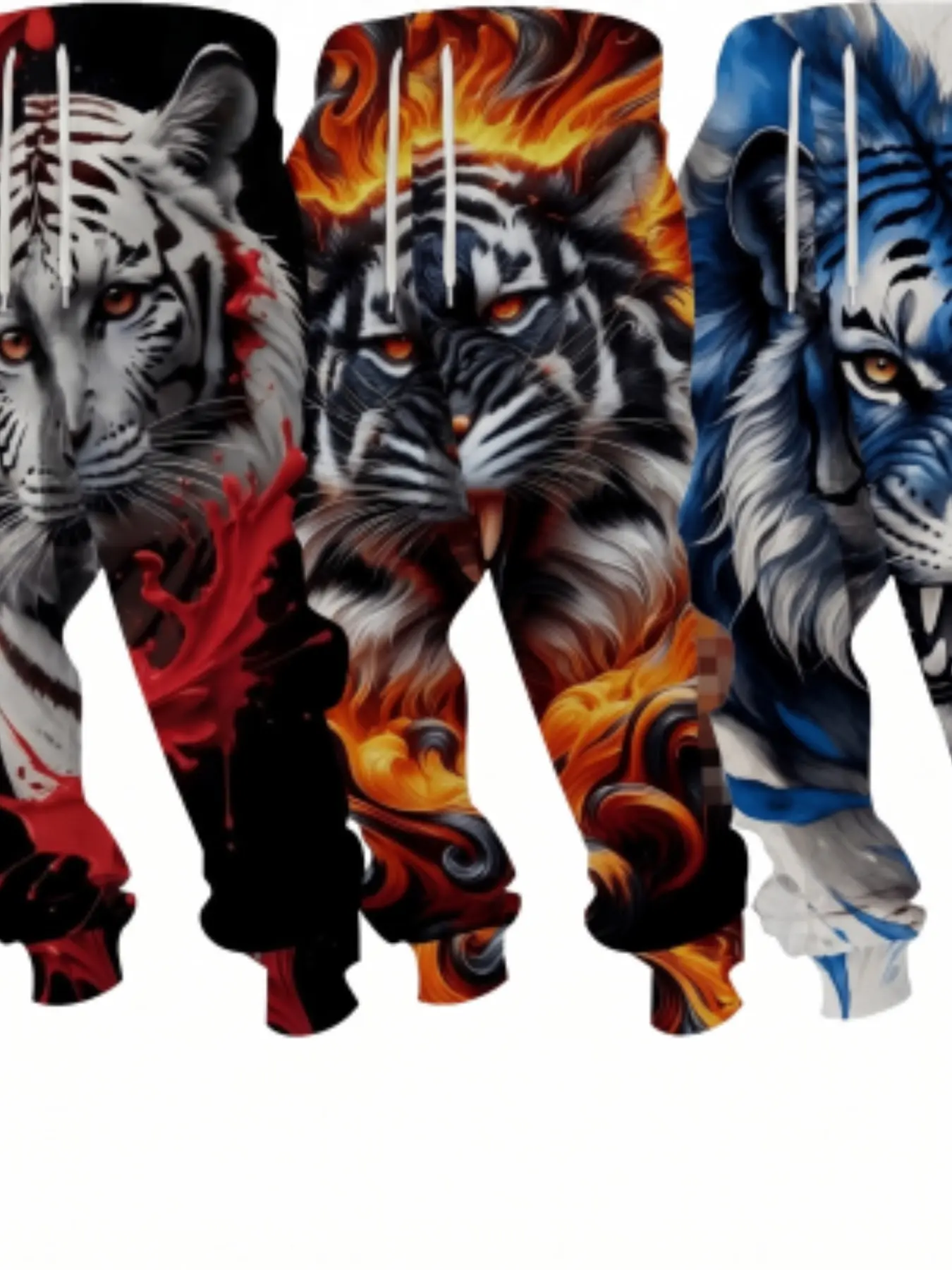 Men's Tiger Print Sweatpants, Casual Loose-Fit Mid Waisted Long Pants, Fall & Winter Fashion, All over Print, Trendy Sportswear