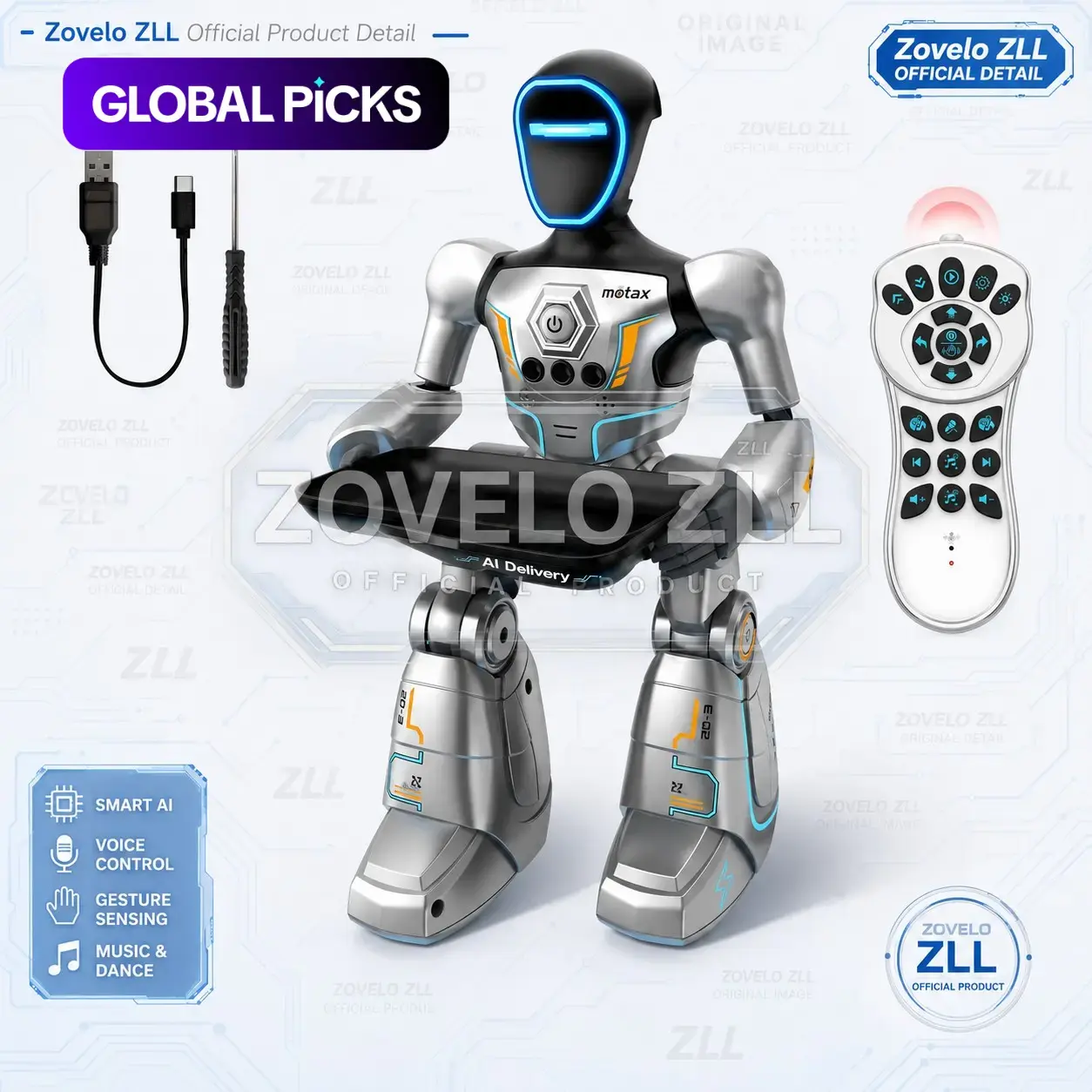 New Delivery Robot, High Sensitivity, Multi-Directional Movement, Ideal for Beverages and Snacks, Indoor and Outdoor Use, Perfect Christmas Gift, Remote Control Robot