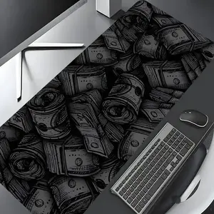 Money Pattern Mouse Pad, Rectangle Gaming Mouse Pad, Made For Gaming, Non-Slip Mousepad, Office Desk Keyboard Mouse Mat for Home Office Game Room Desk, Computer Mouse Pad, Desk Accessories Extended Large Gaming Desk Mouse Pad