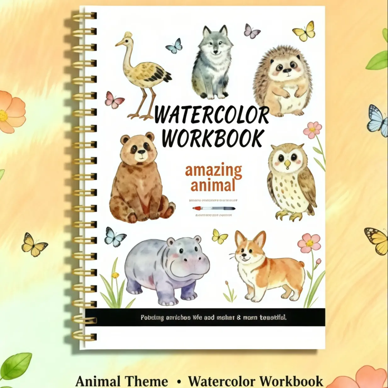 Animal Theme Spiral Watercolor Workbook for Beginners,200gsm Cotton Paper,Animal Practice Book with Reference & Color Guide,Back to School Gift,Party Goodie Bags Stuffer Bulk Art Book,Ideal Hobby Gift for Adult,Teen & Art Students,Classroom Supplies