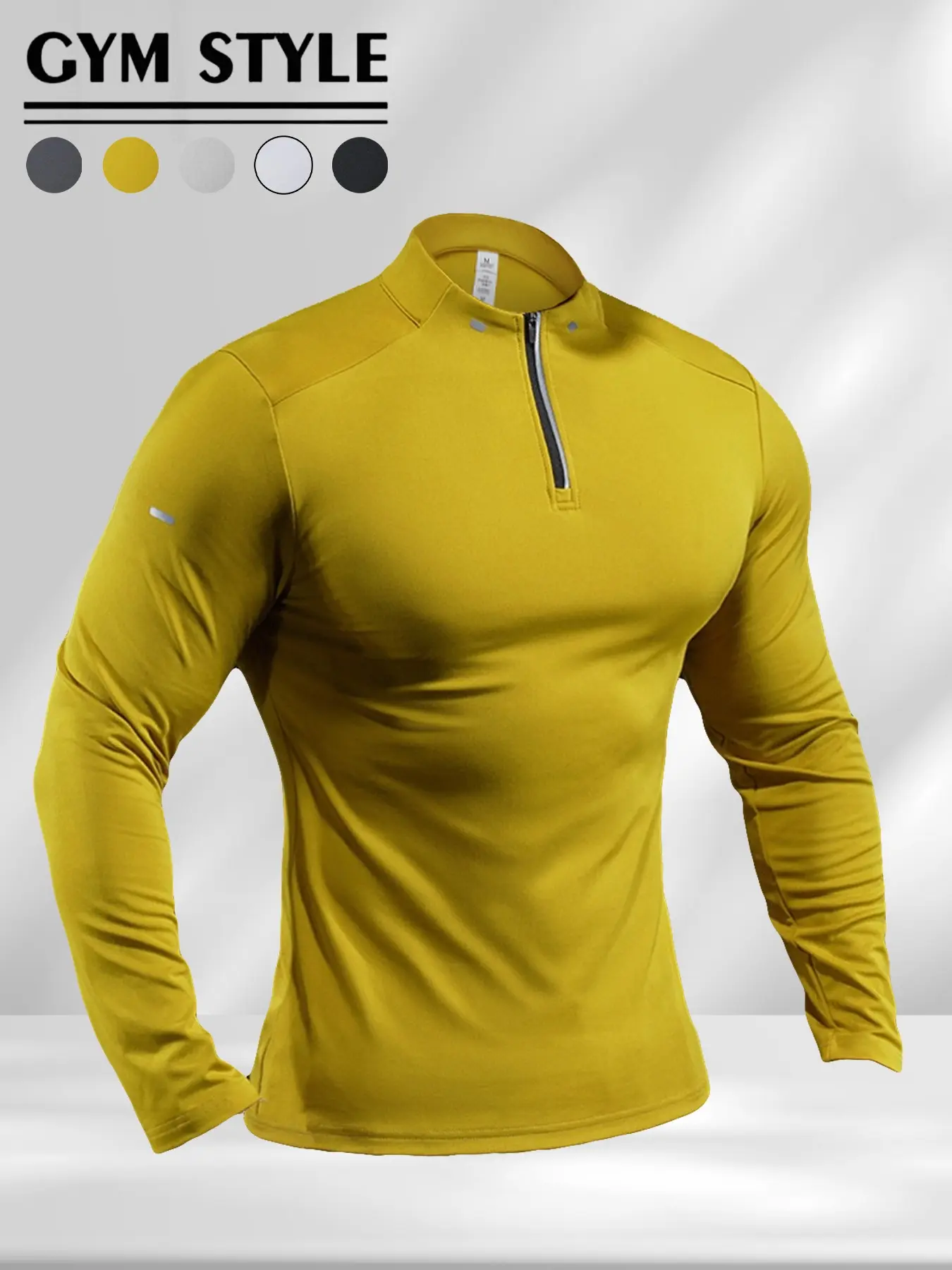 Men's Quarter Zip Long Sleeve Workout Shirt, Quick Dry Moisture Wicking Muscle Fit Athletic Compression Top, Multi-Use for Gym Training, Hiking, Streetwear & Casual Daily, Versatile Athleisure Lightweight Base Layer for All Seasons Gym Wear