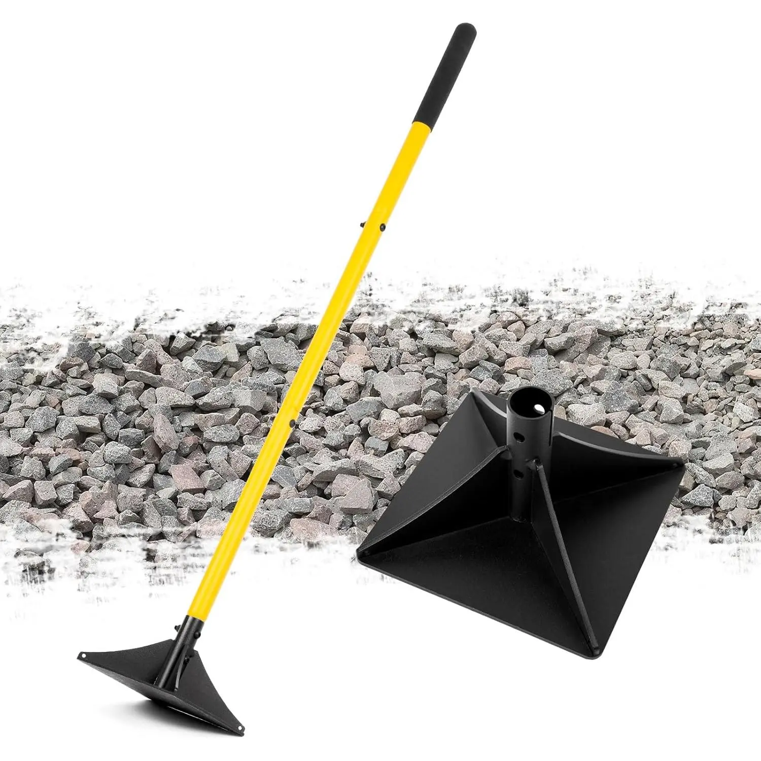 8"x8" Steel Tamper with 48" Handle, Heavy  Hand Compactor Tool for Leveling Soil, Gravel, Sand, Asphalt, Ground, Paver, Driveway, Garden, Yard and Blacktop Repair