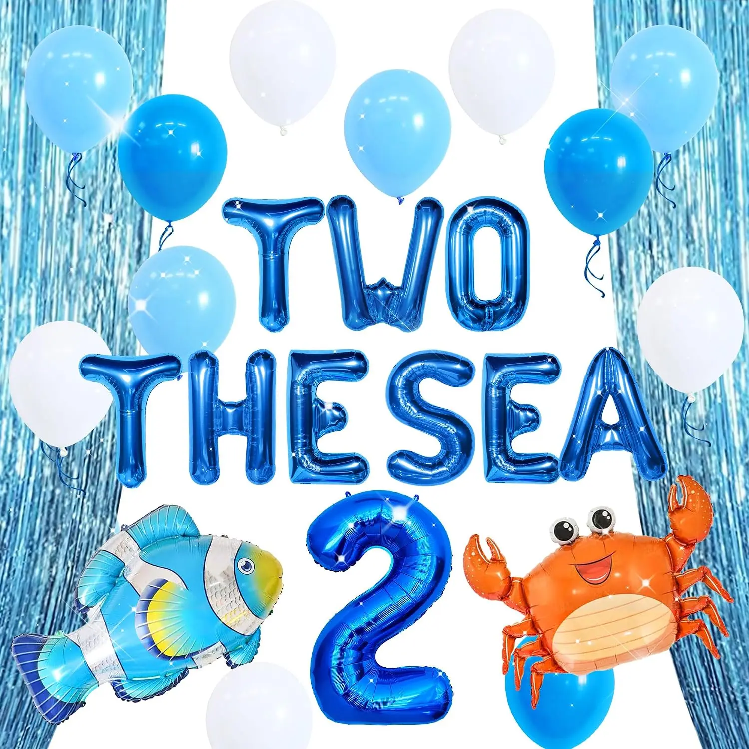 Boys' 2nd Birthday Undersea Fun Party Decor Kit - Vibrant Look Ocean Fish, Crab Balloons, Easy-Setup Festive & Party Supplies