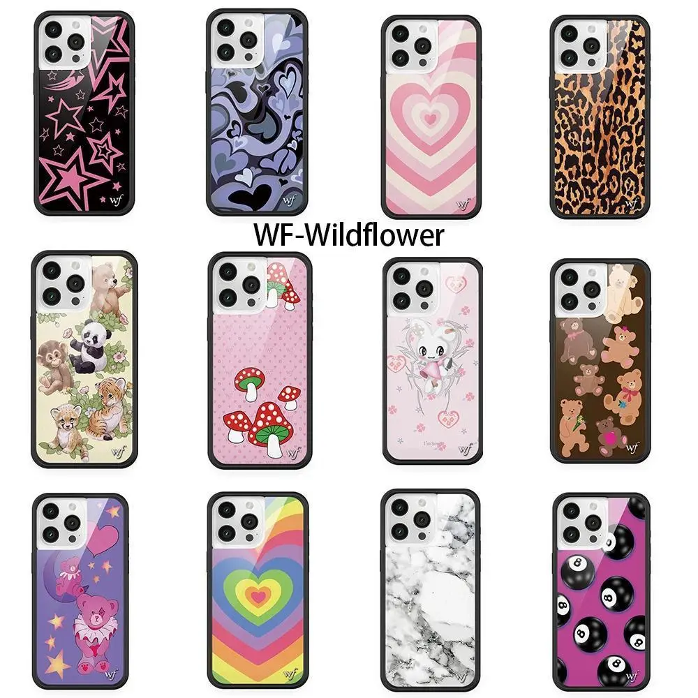 3D Star Mushroom Wildflower Cellphone Protection Casing - Cute WF Bear, Animal Print Leopard Safari Babies Wildlife Prints - Protective Case for iPhone 12-17 Pro Max, Plus, Air - Cute Phone Accessory
