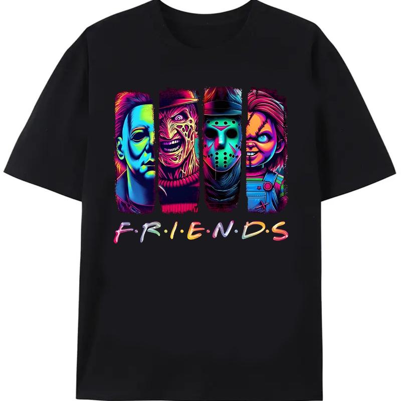 Halloween vintage neon graphic shirt,Everyone is a killer Black horror character print, horror Halloween, horror killer, retro Halloween T-shirt, horror Casual Crewneck Give him/her the top gift