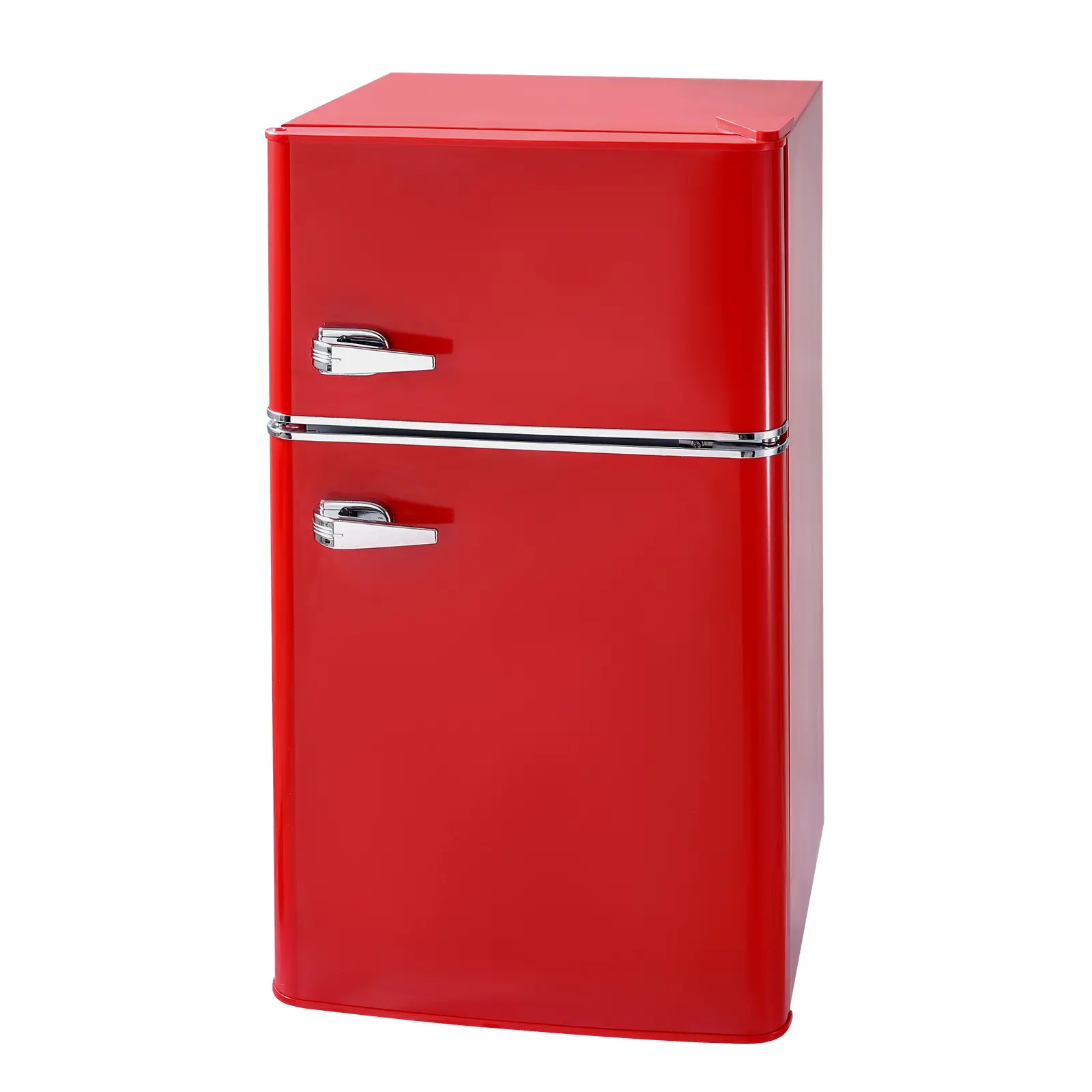 Mini Fridge with Freezer, 3.2 Cu.Ft, Two Door Compact Refrigerator with Adjustable Temperature, Glass Shelf, Energy Efficient Dorm Fridge, Low Noise Small Refrigerator, for Bedroom, Office
