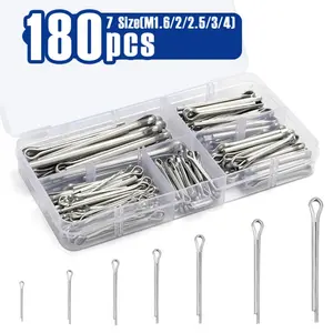 180 Pcs Cotter Pins Assortment Kit D, 7 Sizes Spring Fasteners Hardware Straight Pins, Hitch Pin for Trailer Locking, Clamps