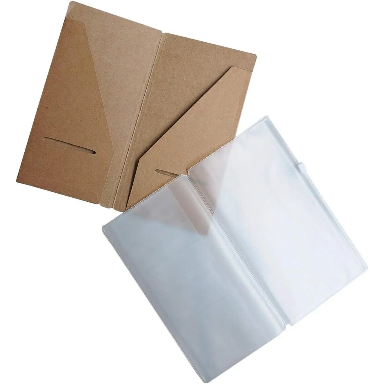 Clear Zipper Case and Kraft Card Holder for Refillable Travel Journals - 4.25" x 8.25" (11 x 21cm) - Standard Regular Size