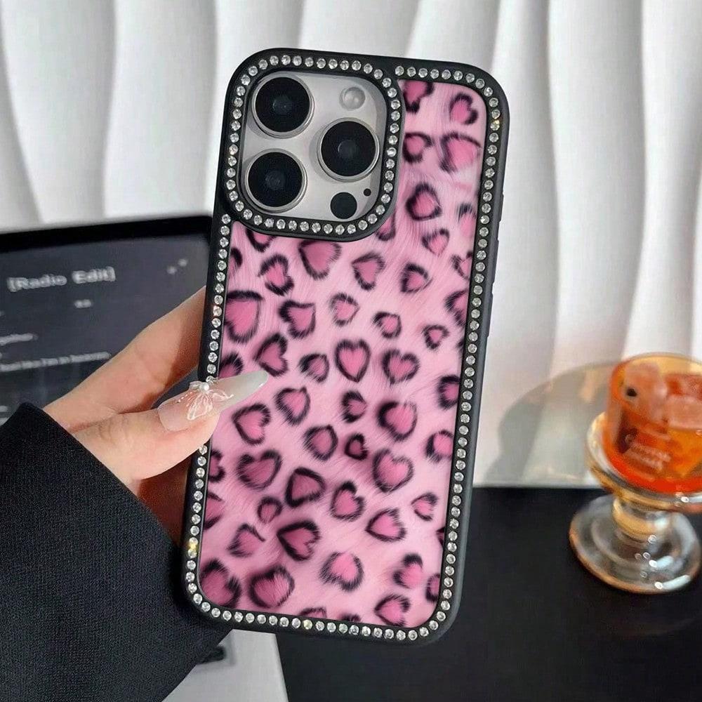 Diamond Pentagram  Leopard Pattern Suitable for iPhone 16, 16 Plus, 16 Pro Max, 16 Pro, 15 Plus, 15 Pro Max, 14, 14 Plus, 14 Pro Max, 13, 13 Pro, 13 Pro Max, 12, 12 Pro, 12 Pro Max, 11, 11 Pro, 11 Pro Max, Perfect for