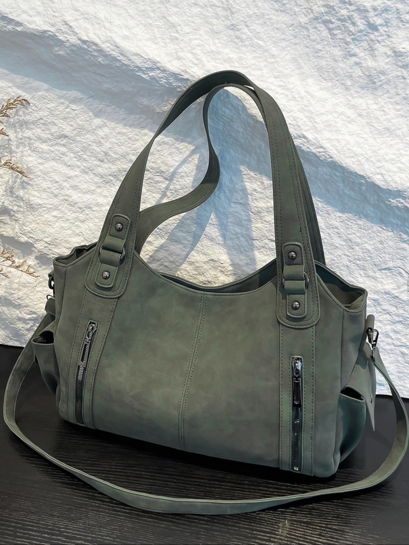 Women's Punk-Style Rivet-Decoration Handbag, Large-Capacity for Fall & Winter Daily Use, Casual Trendy Commuter Bag, Fashionable Shopping Bag for Gifts, Hobo Crossbody Bags