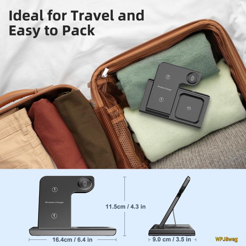 Multi-Function Foldable 3-in-1 Wireless Charger for iPhone, AirPods, and Apple Watch