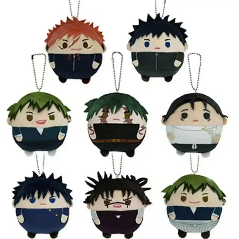 Jujutsu Kaisen 10cm Round Plush Keychain - Yuji, Megumi, Choso, Yuta Anime Fluffy Stuffed Doll Bag Pendant, Toy Gift for Fans