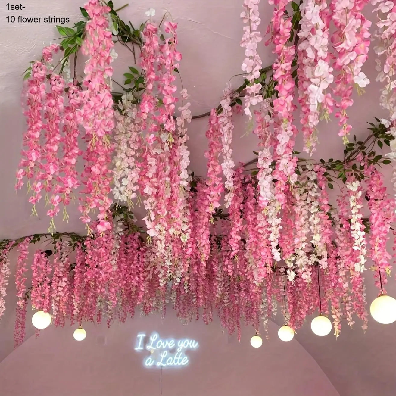 Artificial Wisteria Flower, 1 Count Romantic Plastic Fake Flower, Decorative Flower, Artificial Hanging Plants for Wedding Venues, Family Gatherings, Weddings, Parties, Fruit