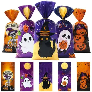 25pcs Cute and Spooky Halloween Candy Bags for Gift Packaging; Flat Ziplock Food-Grade Plastic Bags, Perfect for Halloween Celebrations and Candy Portioning